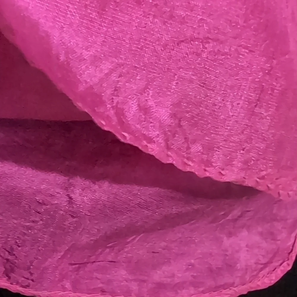 Vintage Bright Fucshia Pink Square Scarf Hankie Handkerchief